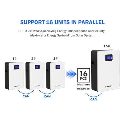 Batterie au lithium du powerwall 51.2v100ah 5.12kwh lifepo4 de ménage de la durée de cycle d'ASGOFT 6000 95% DOD