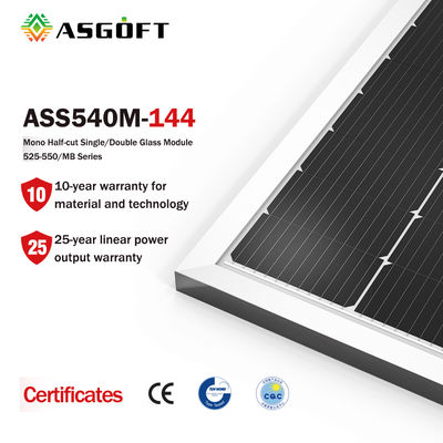 Système Bifacial mono transparent de panneau solaire de 450w 500w 540w pour la maison