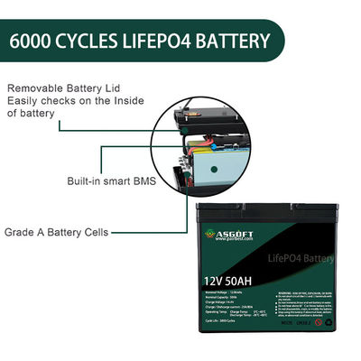 Paquet de batterie au lithium de CETL Lifepo4 50ah 12V rechargeable pour le véhicule électrique 8kg