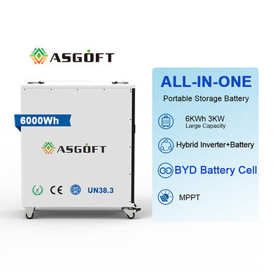 Batterie de charge intelligente 6Kwh lifepo4 avec alimentation mobile portable à onduleur 3000W