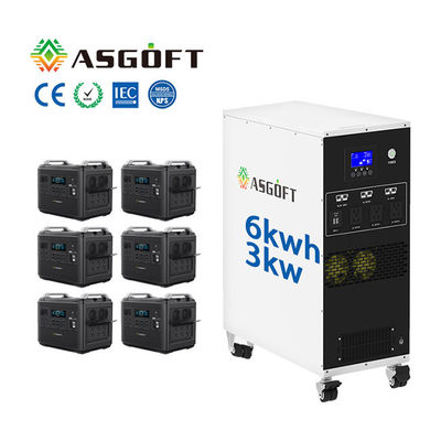 Tous dans un inverseur 3000W MPPT de paquet de batterie du stockage de l'énergie de batterie 6Kwh Lifepo4