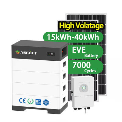 Stockage d'énergie domestique empilé 15kwh - 40kwh rack LifePo4 pour panneau solaire système solaire inverse hybride