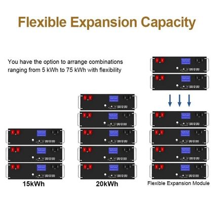 51.2V 100Ah 5kWh Lifepo4 Pack de batterie avec BMS Serve Rack pour le stockage d'énergie à domicile
