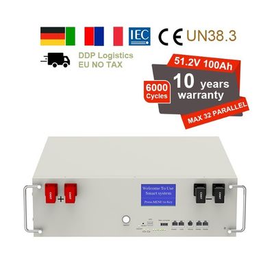 51.2V 100Ah 5kWh Lifepo4 Pack de batterie avec BMS Serve Rack pour le stockage d'énergie à domicile