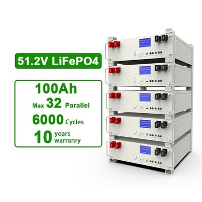 CE Piles staclables de 5kwh Lifepo4 hybrides pour la maison Stockage d'énergie au lithium et au fer 100Ah
